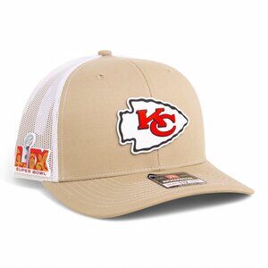 Kansas City Chiefs Super Bowl LIX 3D Snapback Trucker Hat- Khaki/ White